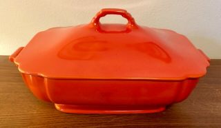 Vintage Riviera Red Covered Casserole Dish From Homer Laughlin