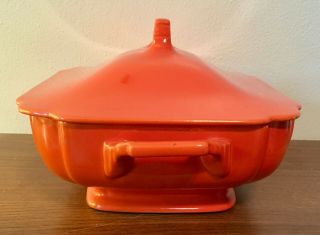 Vintage Riviera Red Covered Casserole Dish from Homer Laughlin 3