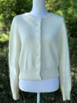 Giorgio Sant Angelo Cardigan Sweater Angora Ivory Long Sleeve Size Large Sweater
