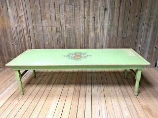Vintage Wood Folding Table Green Shabby Cottage Chic Coffee Painted Accent Folk