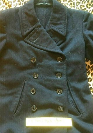 German 1940s Sailor Peacoat Jacket Coat Navy Blue Wool Made In Germany M