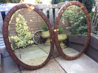 2 Extra Large Arts & Crafts Carved Oak Mirrors 2
