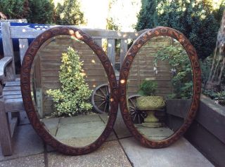 2 Extra Large Arts & Crafts Carved Oak Mirrors 4