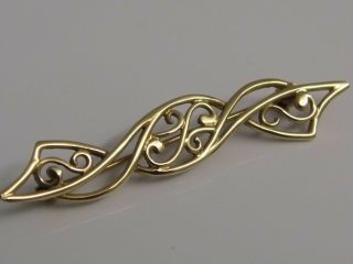 A Lovely Ornate Vintage Hallmarked 9ct Solid Gold Ladies Brooch