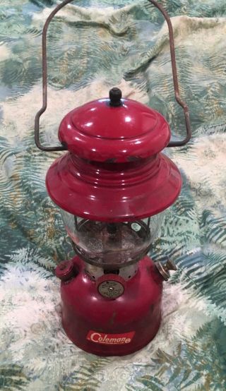 Vintage Coleman Model 200a Gas Lantern Burgundy Red December 1961 Single Mantle