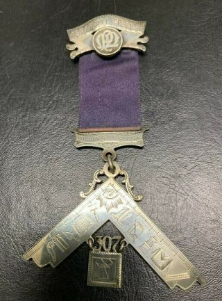 Vintage Past Master Medal - Masonic 1902 Williamson Lodge No.  307