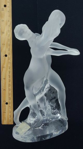 Vntg Signed Lalique France Crystal Deux Danseuses Nude Female Dancers Figurine 10