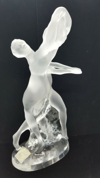 Vntg Signed Lalique France Crystal Deux Danseuses Nude Female Dancers Figurine
