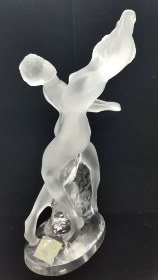 Vntg Signed Lalique France Crystal Deux Danseuses Nude Female Dancers Figurine 2