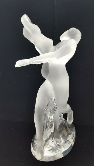 Vntg Signed Lalique France Crystal Deux Danseuses Nude Female Dancers Figurine 3
