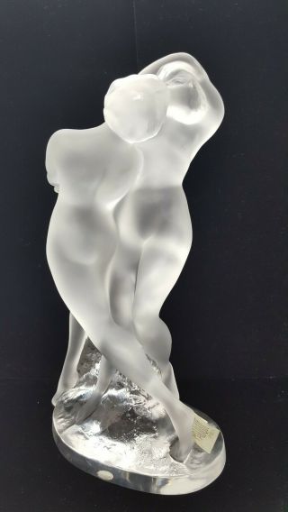Vntg Signed Lalique France Crystal Deux Danseuses Nude Female Dancers Figurine 4