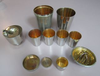 Rare Vintage 11 Piece Cocktail Travel Shaker Set Made In Germany D.  R.  G.  M