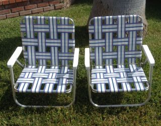 Vintage Sunbeam Aluminium Folding Chairs Set Of 2 Lawn Beach Height Camp Multi