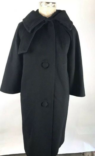 Vintage Lilli Ann Paris San Francisco Black Wool Coat Cape Womens Size M