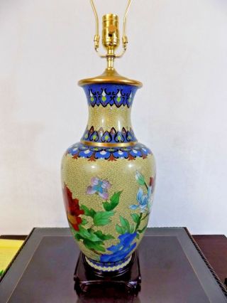 33 " Chinese Vintage Cloisonne Vase Lamp Japanese Porcelain Enamel