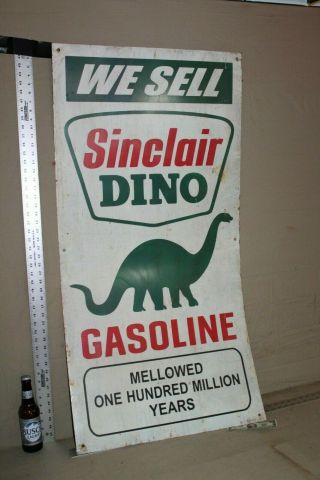 Rare 1960s 48 " Sinclair Dino Gasoline Painted Metal Sign Service Station Gas Oil