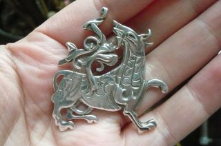 Vintage Ola Gorie Maeshowe Dragon Edinburgh Assayed Silver Brooch date 1979 7