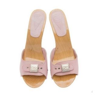 Authentic Chanel Pink Suede/leather Slip On Kitten Heel Pumps/sandals Sz 40/10