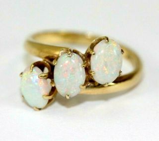 Vintage " B&f " 14k Yellow Gold,  3 Opal Stones Womens Ring: Size 6,  3 Grams,  1.  8ct