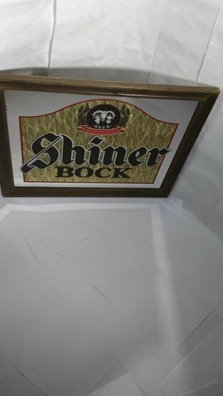 Vintage Shiner Bock Beer Spoetzl Mirror Sign Man Cave 19 