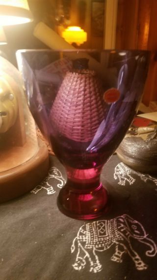 Large Vintage Italian Murano Purple Red Glass Vase With Archimede Seguso Label