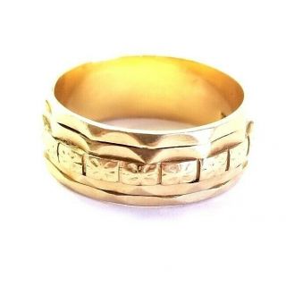 Antique Victorian Edwardian Solid 18k Gold Men’s Ring Wedding Band Size 8.  75 3