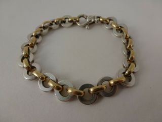Vintage Estate 18k Yellow Gold &.  925 Sterling Silver Link / Chain Bracelet