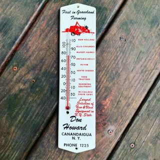 Vintage Wood Farming Thermometer,  Massey Harris,  Oliver,  Allis Chalmers,  Ford