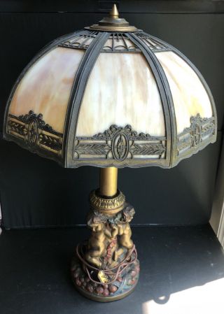 Vintage Old Antique Tiffany Style Table Lamp 24 "