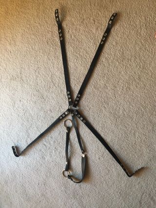 VTG “LEATHER FOREVER” FULL BODY HARNESS w/ RINGS FITS MOST 80’s LEATHER BDSM GAY 5