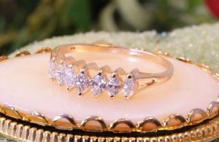 Vintage ESTATE 14K Solid Yellow Gold Engagement Ring Marquise Natural Diamonds. 7