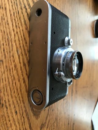 Vintage Leica Camera (3a) D.  R.  P.  Ernst Leitz Wetzlar With Lens And Leather Case 4