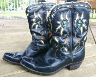 Vintage Acme Inlaid Peewee Cowboy Boots Rockabilly Mens 9 Women 11