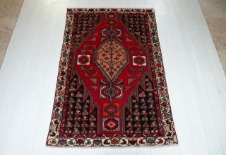 6.  26 X 4.  2ft Hand - Knotted Vintage Tribal Area Rug Red Handmade Wool Carpet