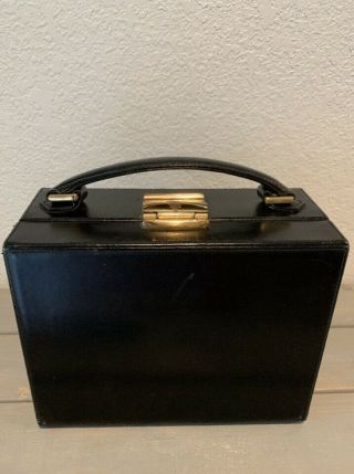 Vintage Mark Cross Grace Kelly Black Leather Box Purse Bag