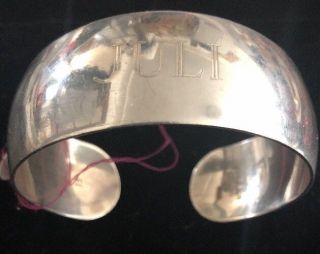 Vintage S.  Kirk And Son Sterling Silver Wide Cuff Bracelet Says “juli” On Front