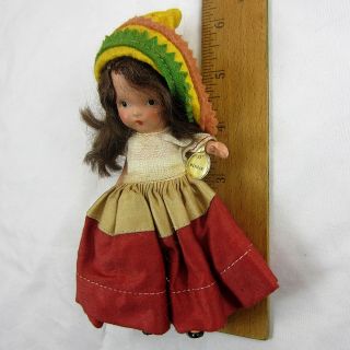 VINTAGE 1937 - 42 NANCY ANN DOLL Storybook Doll 39 Mexico with Tag & Costume Art 2