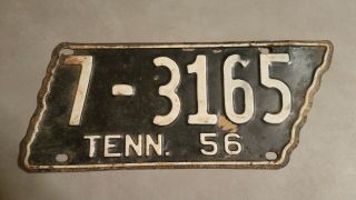 Vintage 1956 Tennessee License Plate State Shape 7 3165