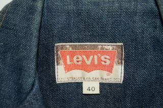 Vintage 1970s Levi ' s Blue Denim Blazer Jacket Made In USA Size 40 Orange Tab, 2