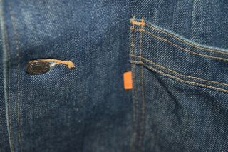 Vintage 1970s Levi ' s Blue Denim Blazer Jacket Made In USA Size 40 Orange Tab, 3