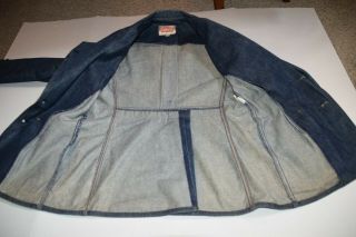 Vintage 1970s Levi ' s Blue Denim Blazer Jacket Made In USA Size 40 Orange Tab, 5