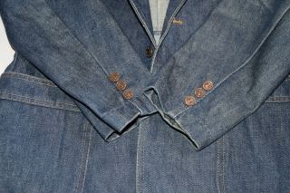 Vintage 1970s Levi ' s Blue Denim Blazer Jacket Made In USA Size 40 Orange Tab, 6