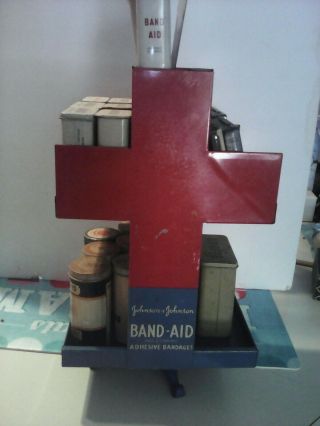 Vintage Johnson&Johnson Band Aid Brand Revolving Display Stand Drug Store. 9
