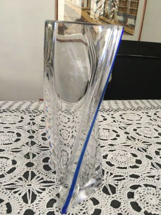 Vintage Kosta Boda Sweden Crystal Twisted Vase Goran Warff Art Glass 10” Tall