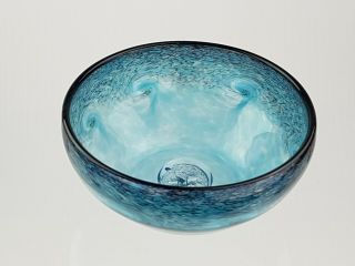 Vintage Vasart Strathearn Art Glass Aventurine Bowl 6 Multi Colour Swirls