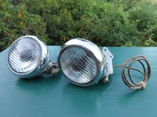 Pair Vintage Guide 4 5/8 " Fog Lamp Lights Model 2013 - A Metal Id Tag