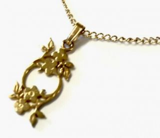 VINTAGE Scottish 9CT GOLD Malcolm Gray Ortak Flowers Pendant 17” Chain Necklace 3