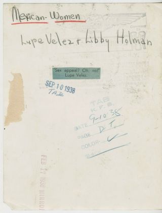 Lupe Velez Libby Holman Vintage Candid Photo 1938 2