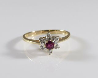 Vintage 14k Yellow Gold Ruby And Diamond Ring Size 5