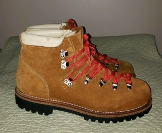 Vintage 70 ' s Sears mountaineering boots hardcore hiking mens 12 m brown suede 4